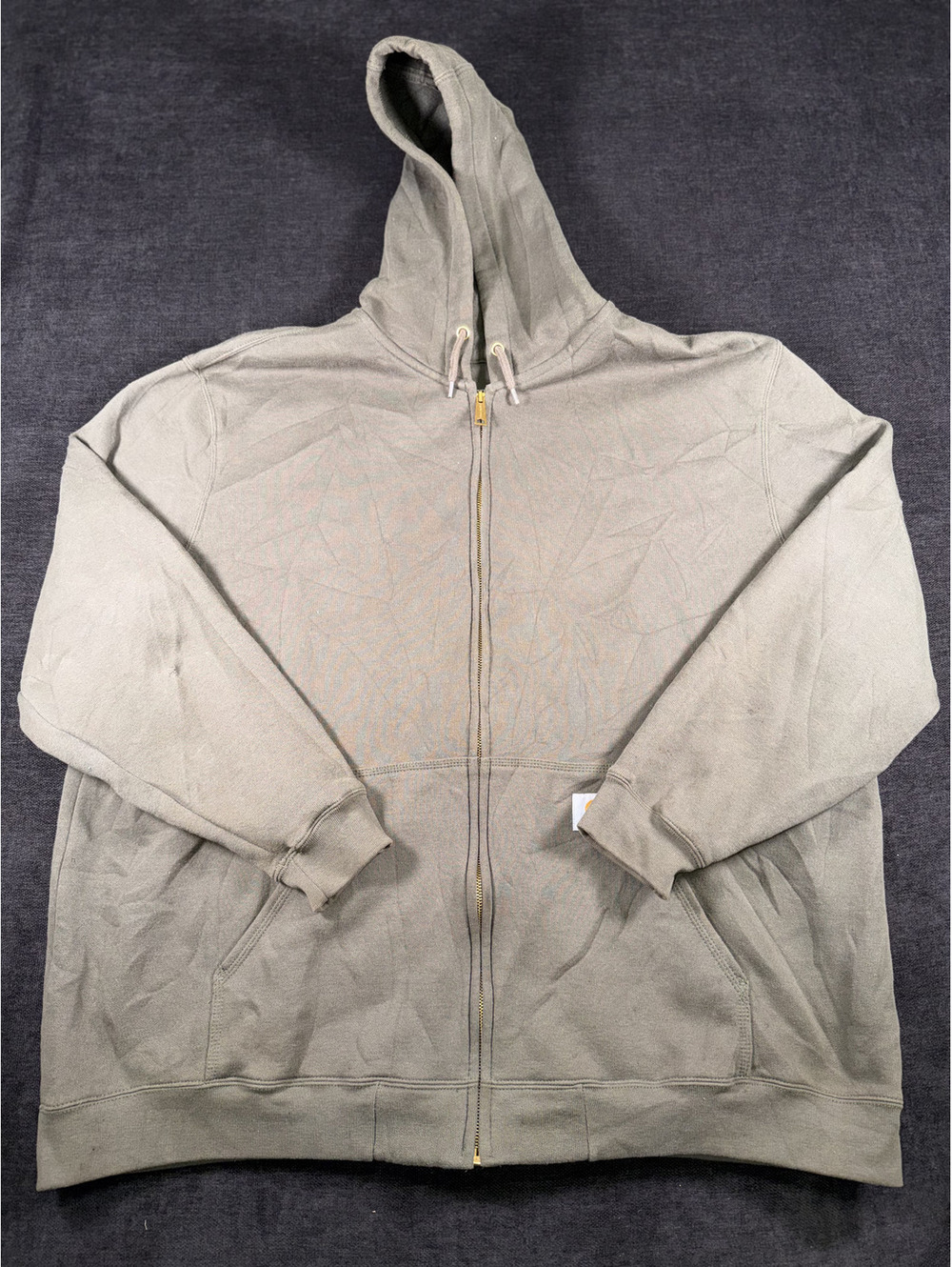 Carhartt 3XL Regular Fit Olive Green Zip-Up Hoodie Sweatshirt
